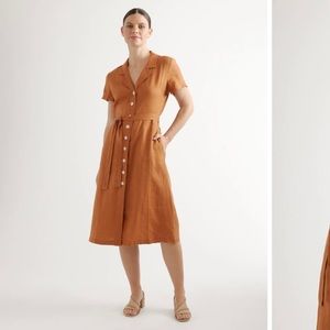 Quince 100% European Linen Button Front Dress